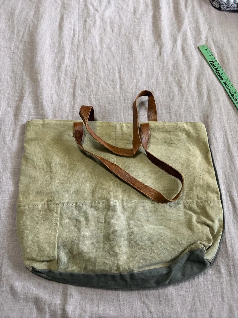 Mona B Dakota Up-Cycled Canvas Shoulder Bag Vintage Military Tarps Truck Covers